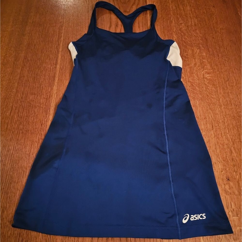 ASICS Ladies Blue Tennis Dress with White Trim. Size M